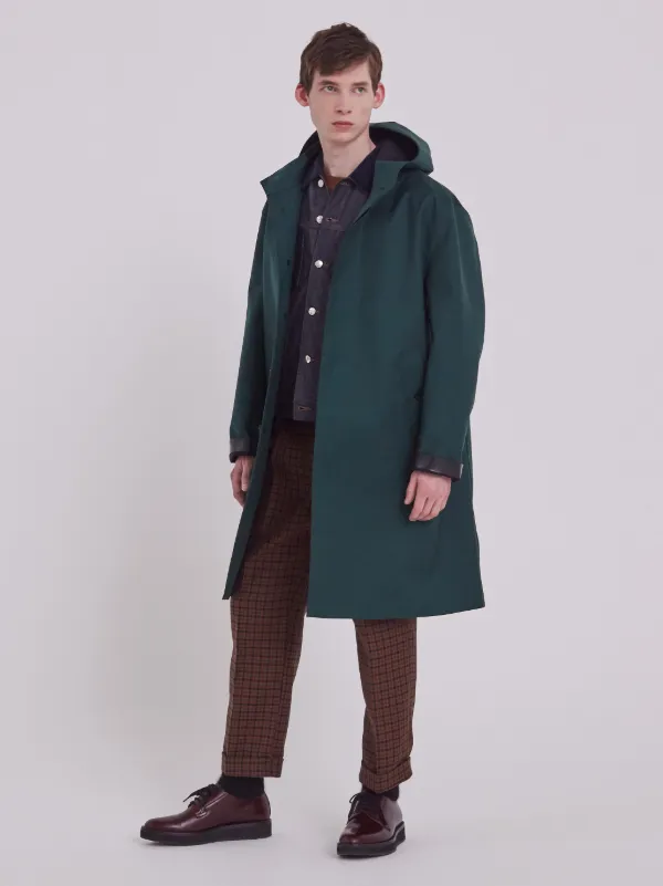 CLARKSTON Green Bonded Wool & Mohair Hooded Coat | GR-1008