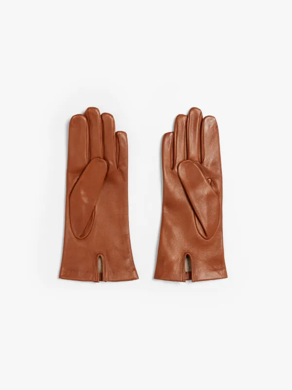 Cognac Hairsheep Leather Silk Lined Gloves