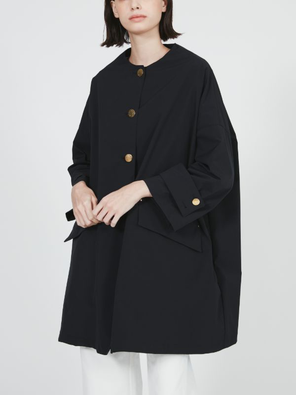 COLLARLESS HUMBIE NON COLLAR OVERSIZED SHORT COAT BLACK | LM-1102B 