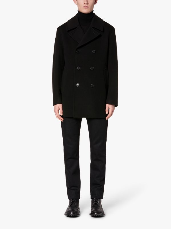 DALTON Black Wool & Cashmere Pea Coat | GM-1075F