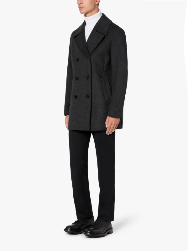 DALTON Charcoal Wool & Cashmere Pea Coat | GM-1075F