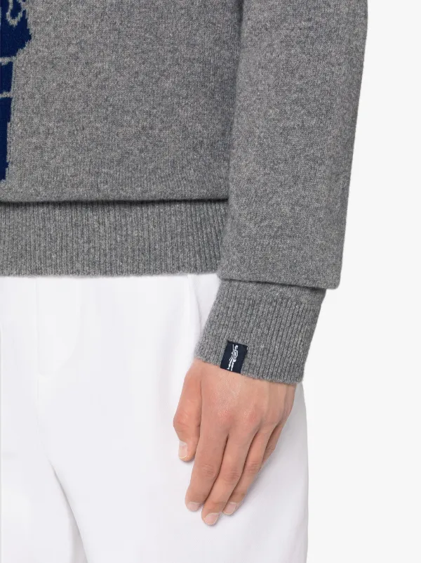 DANDY Blue & Grey Merino Wool & Cashmere Crewneck Sweater