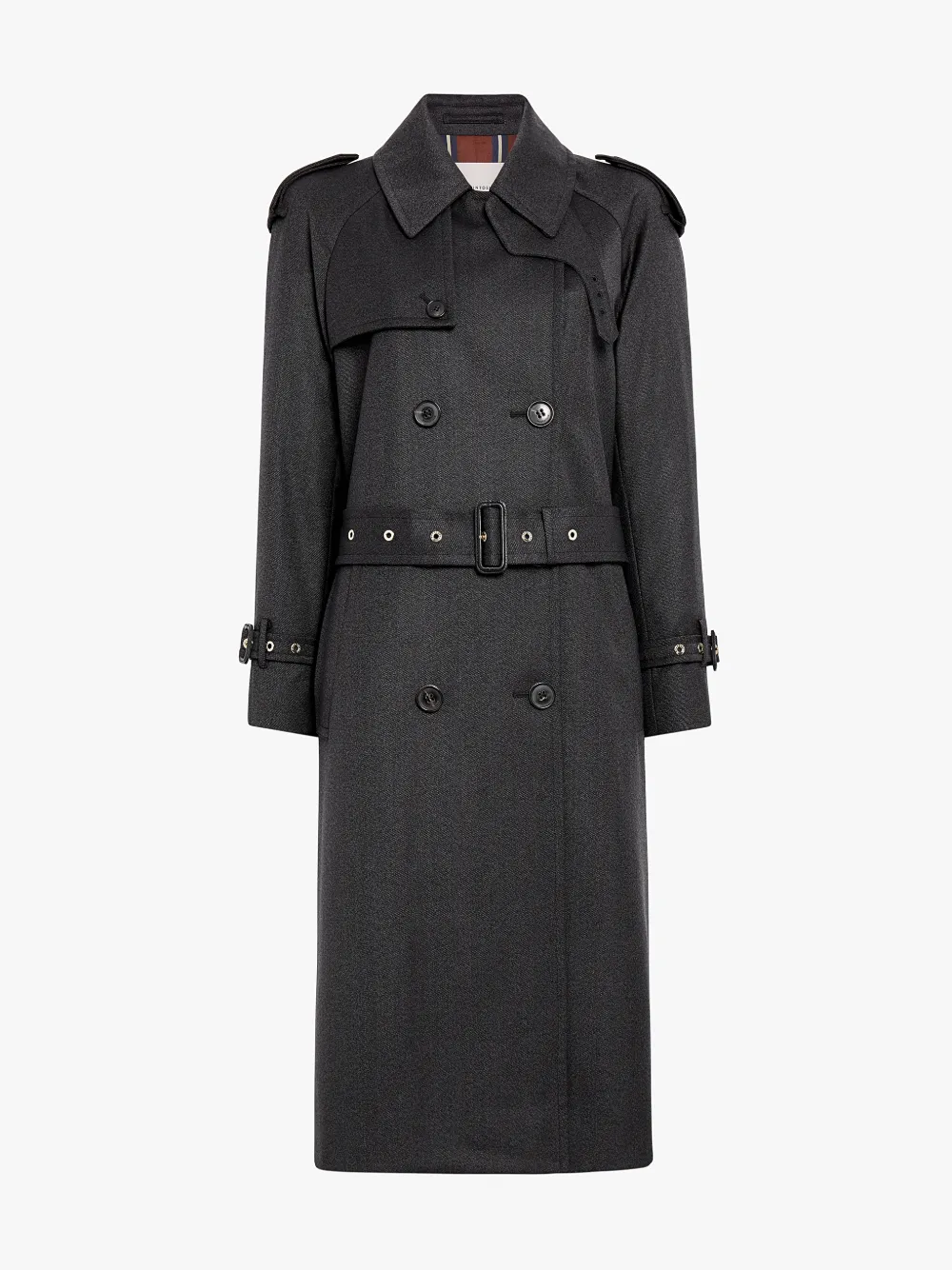 Dark Grey Melange Wool Classic Trench Coat Mackintosh