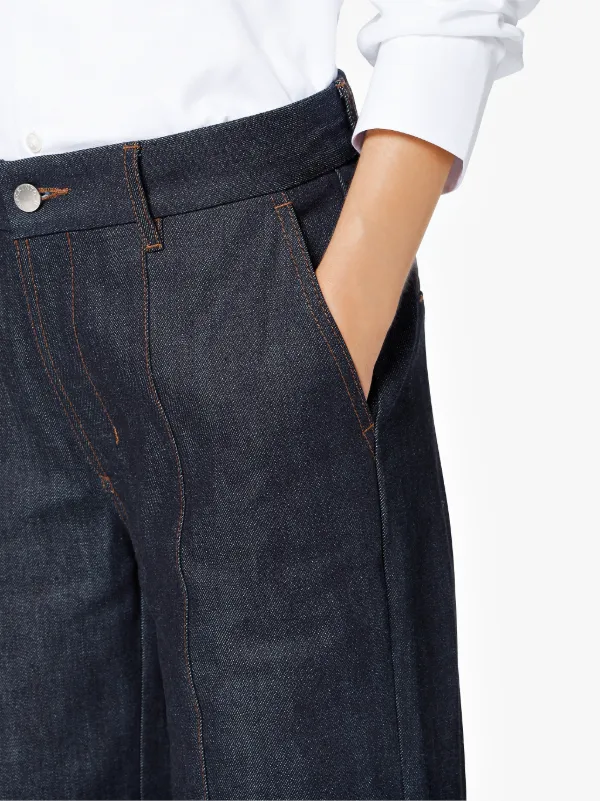 Dark Denim Wide Leg Jeans Dark Wash Belted Wide Leg Jeans | Casca Grossa