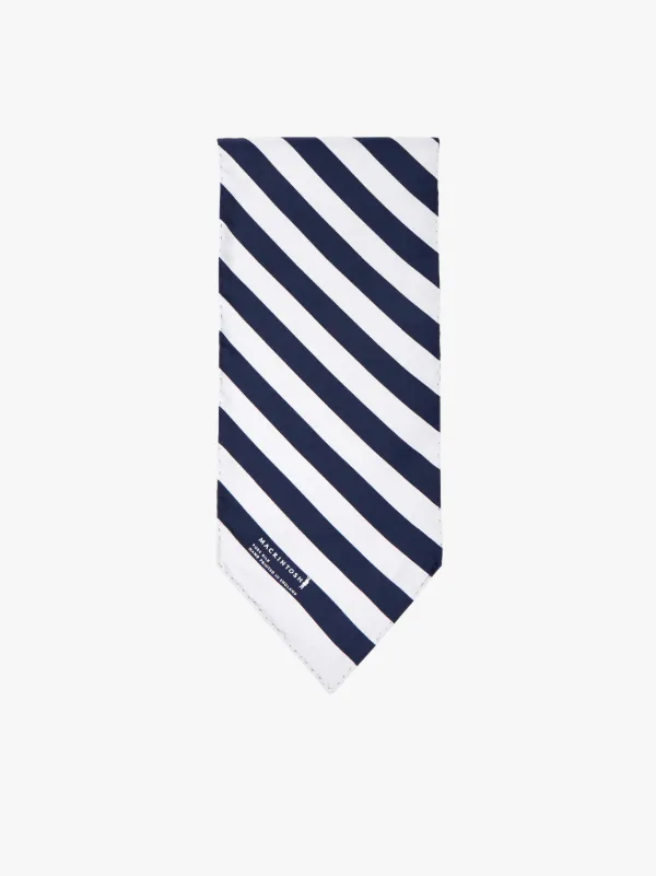 Dark Navy x White Silk Scarf