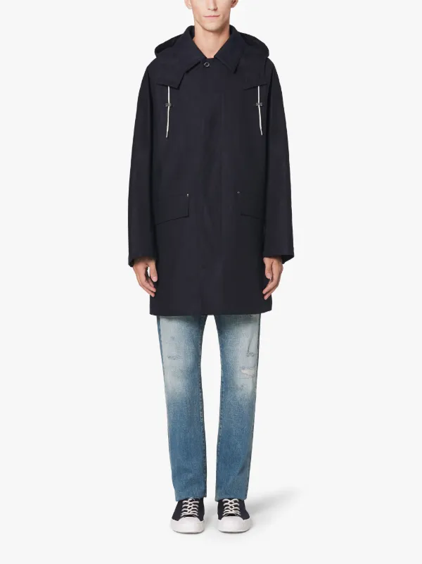 DENNY Navy RAINTEC Linen Oversized Hooded Coat | GM-1038B