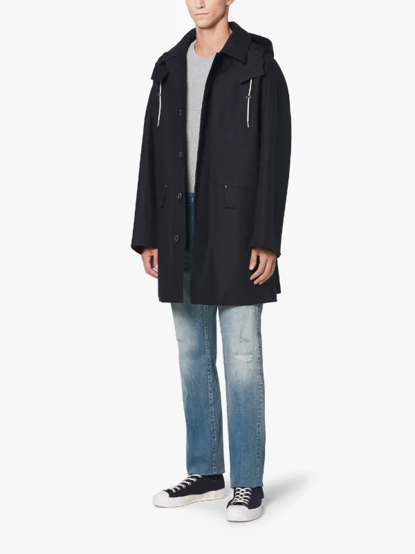 DENNY Navy RAINTEC Linen Oversized Hooded Coat | GM-1038B