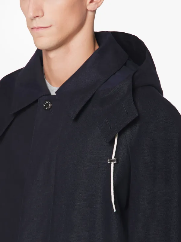 DENNY Navy RAINTEC Linen Oversized Hooded Coat | GM-1038B