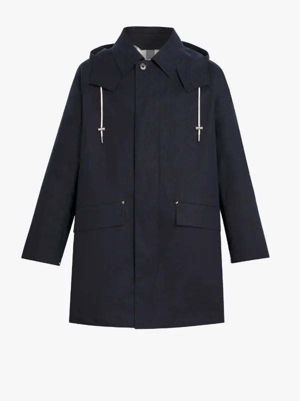 DENNY Navy RAINTEC Linen Oversized Hooded Coat | GM-1038B