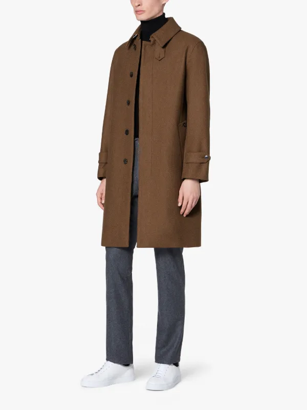 DOWNFIELD Camel Storm System Herringbone Wool Trench Coat | GM-1005F