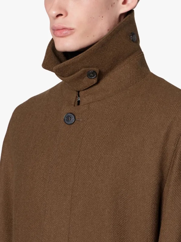 DOWNFIELD Camel Storm System Herringbone Wool Trench Coat | GM-1005F