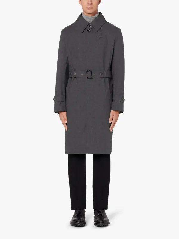 DOWNFIELD Grey RAINTEC Cotton Single Breasted Trench Coat | GM-1005FD