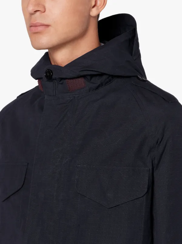 waxed cotton hooded jacket