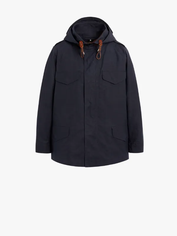 waxed cotton hooded jacket