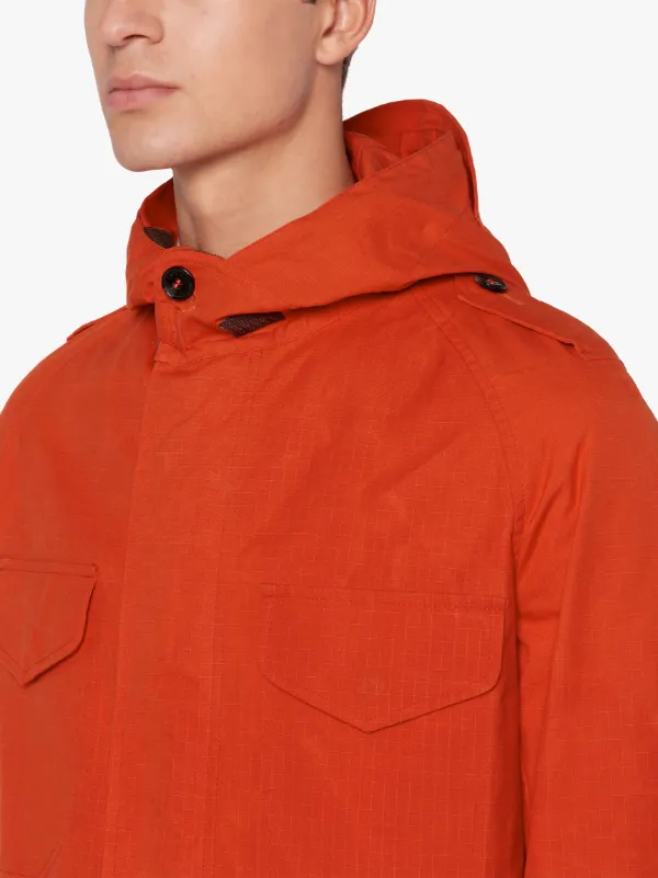 waxed cotton hooded jacket