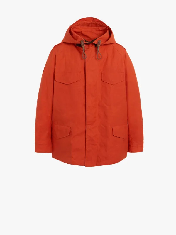 DRUMMING Orange Dry Waxed Cotton Hooded Jacket | GMM-200