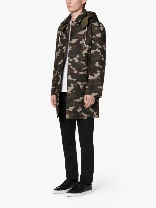 DUNBEATH Camouflage Bonded Cotton Oversized Hooded Coat | GR-1015