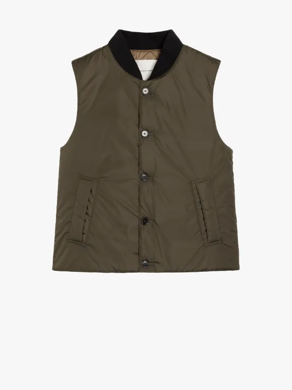 DUNDEE Dark Green x Mocha Nylon Liner Vest | QC-107