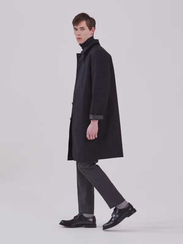 DUNKELD Black Bonded Cotton 3/4 Coat | GR-1001D | Mackintosh