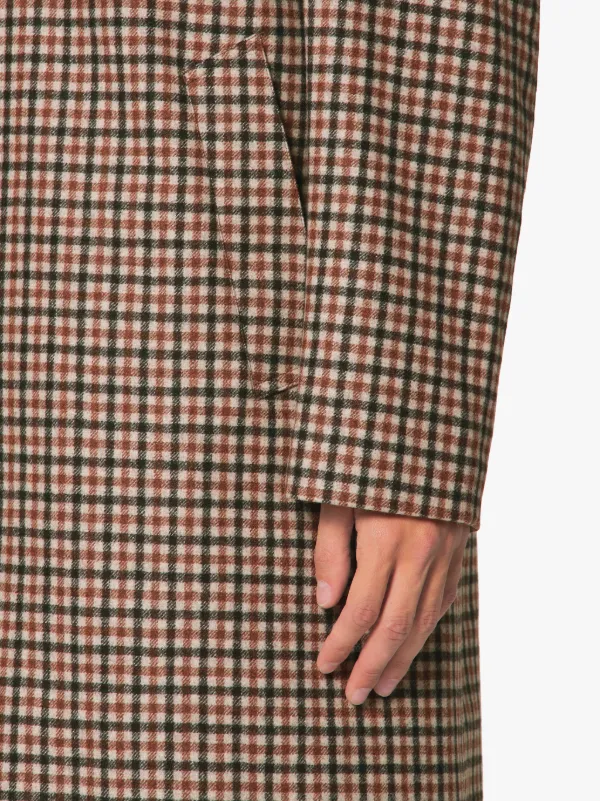 DUNKELD Brown Check Storm System Wool 3/4 Coat | GM-1001F