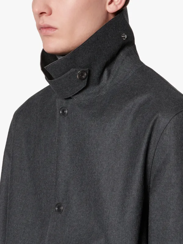 DUNKELD Charcoal Raw Edge Bonded Wool 3/4 Coat | GR-1013