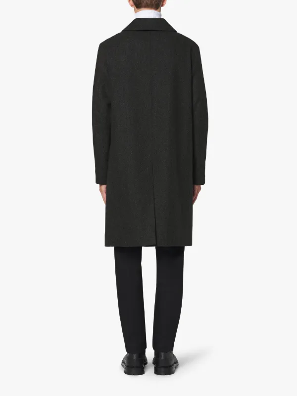 DUNKELD Charcoal Storm System Herringbone Wool 3/4 Coat | GM-1001F