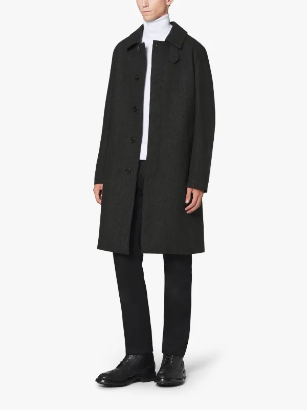DUNKELD Charcoal Storm System Herringbone Wool 3/4 Coat | GM-1001F