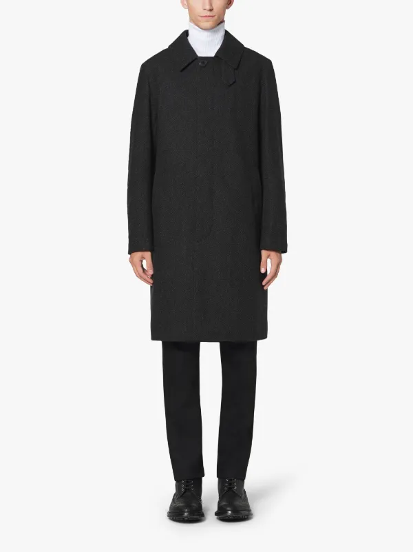 DUNKELD Charcoal Storm System Herringbone Wool 3/4 Coat | GM-1001F