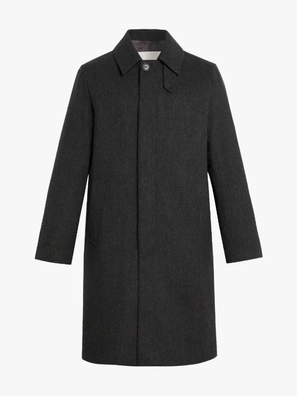 DUNKELD Charcoal Storm System Herringbone Wool 3/4 Coat | GM-1001F
