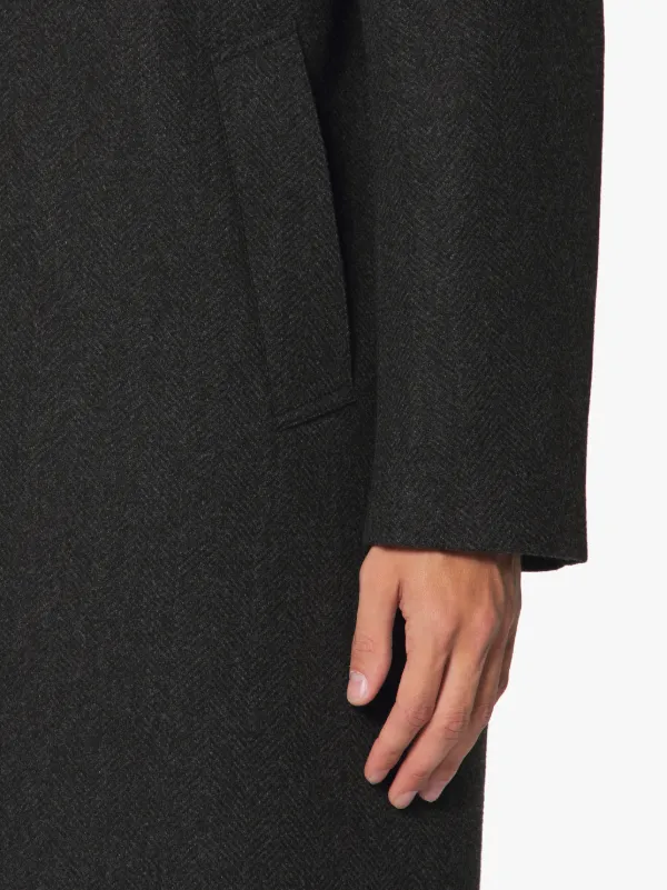 DUNKELD Charcoal Storm System Herringbone Wool 3/4 Coat | GM-1001F