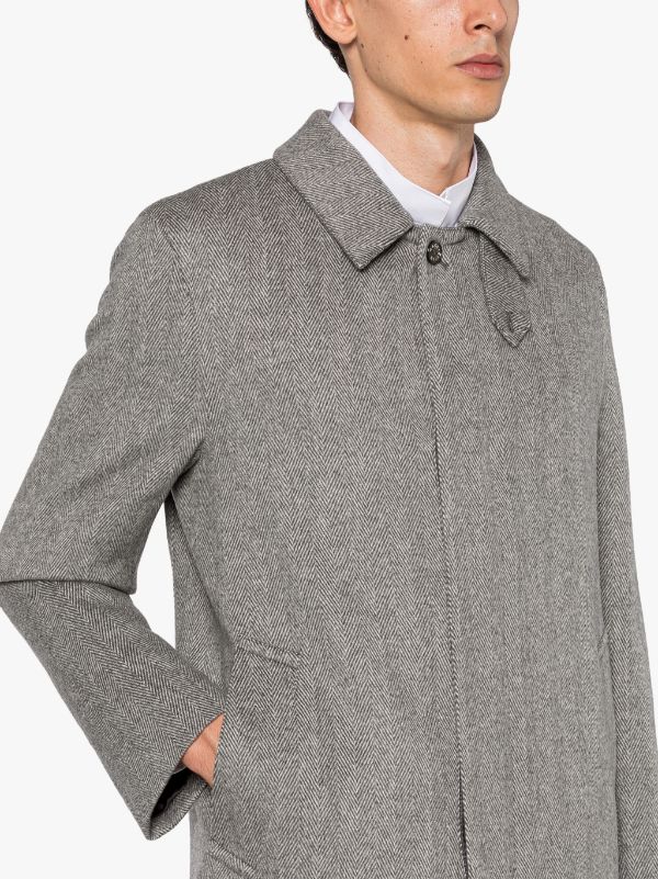 DUNKELD Grey Herringbone Cashmere 3 4 Coat