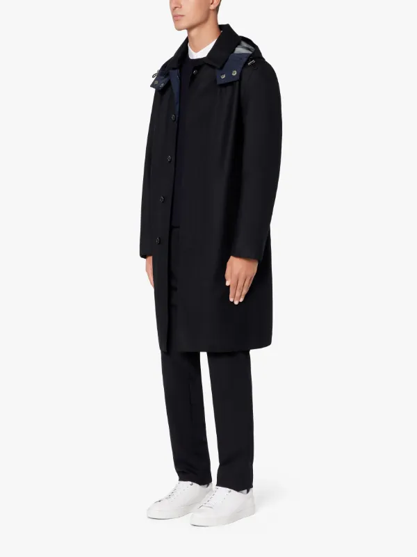 DUNKELD HOOD Black TECH Nylon Hooded Coat | GMH-1007