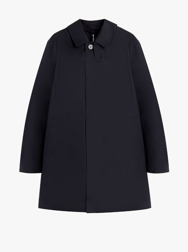 DUNKELD Navy Bonded Cotton Short Coat | Mackintosh