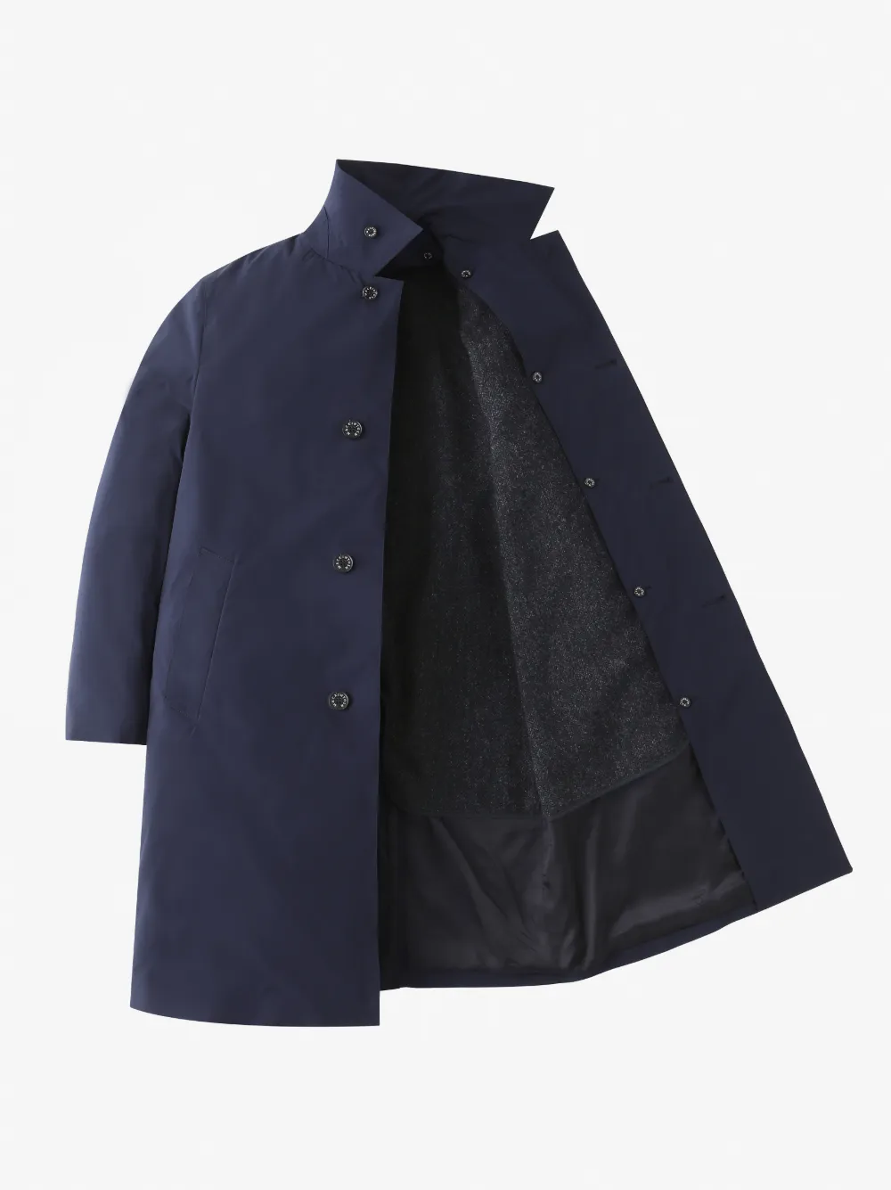 DUNKELD Navy Rain System Cashmere 3/4 Coat | Mackintosh