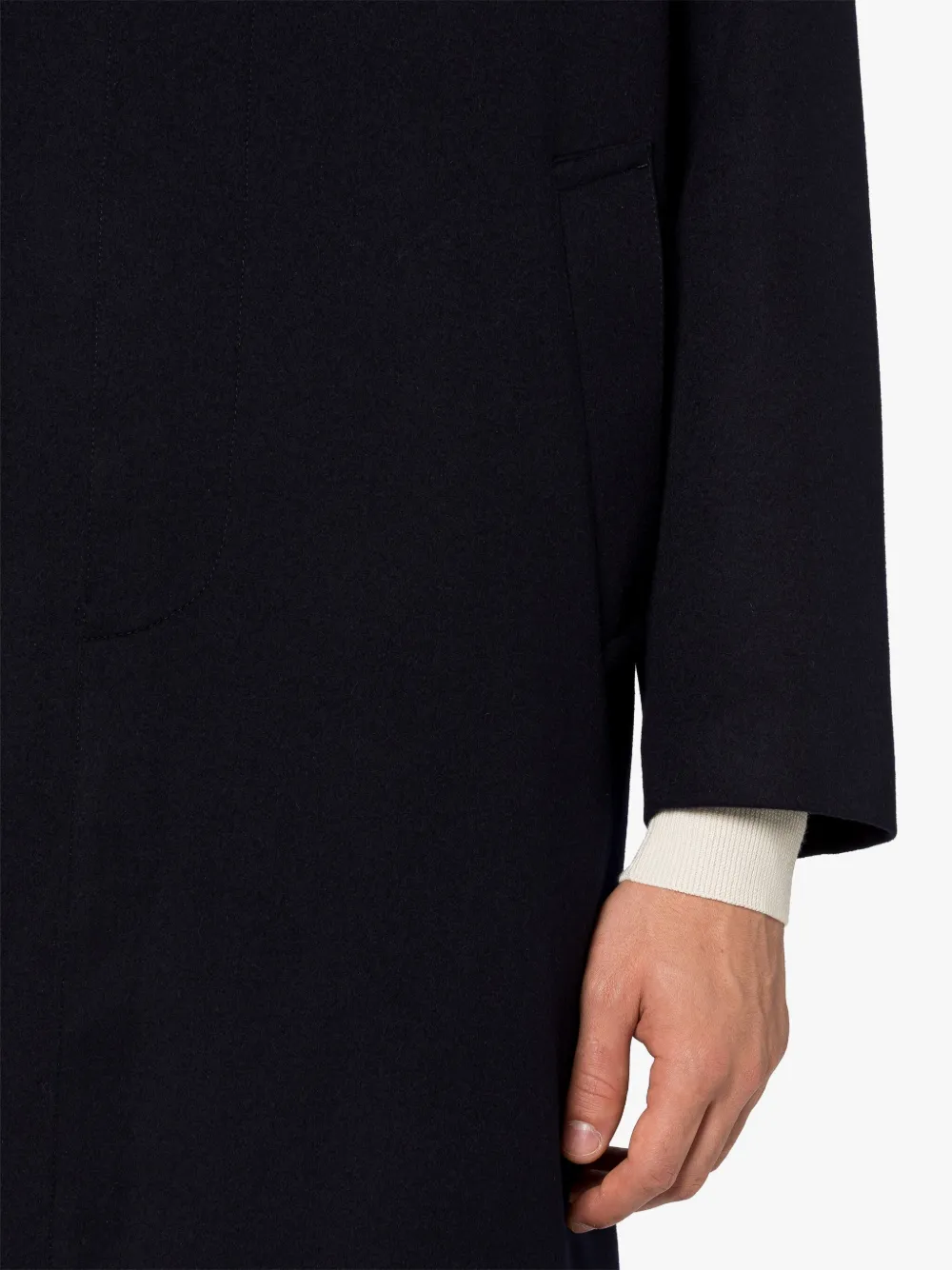 DUNKELD Navy Rain System Wool 3/4 Coat | Mackintosh