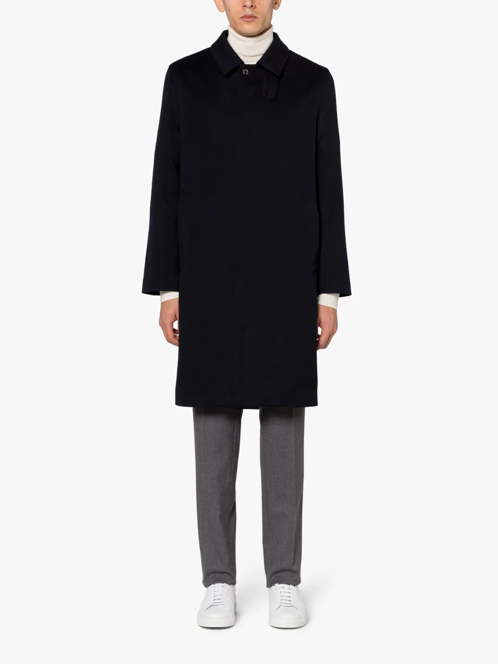 DUNKELD Navy Rain System Wool 3/4 Coat | Mackintosh