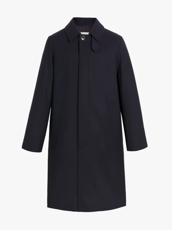 DUNKELD Navy Storm System Herringbone Wool 3/4 Coat | GM-1001F