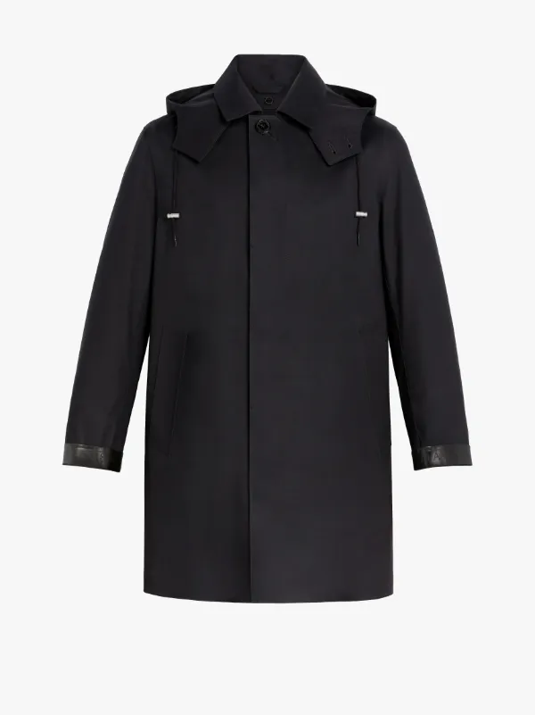 DUNOON HOOD Black Bonded Cotton Short Hooded Coat | GR-1004D