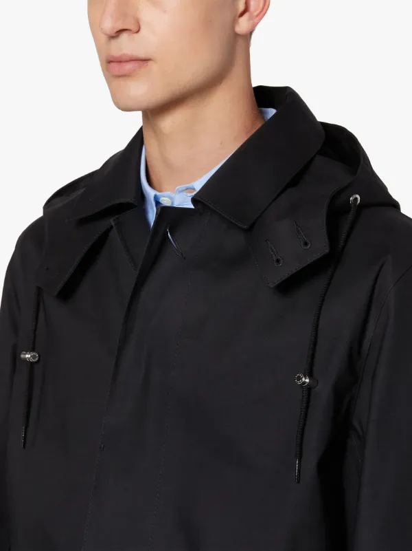 DUNOON HOOD Black Bonded Cotton Short Hooded Coat | GR-1004D