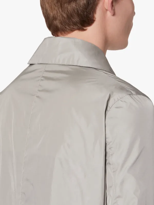 DUNOON HOOD Light Grey Water-Repellent Nylon Short Hooded Coat | GM-1004B