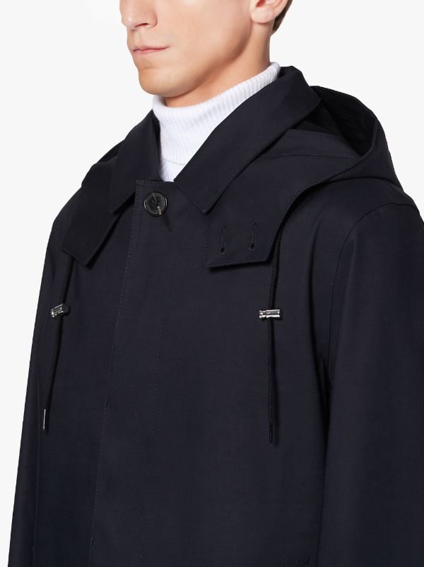 DUNOON HOOD Navy Bonded Cotton Short Hooded Coat | GR-1004D