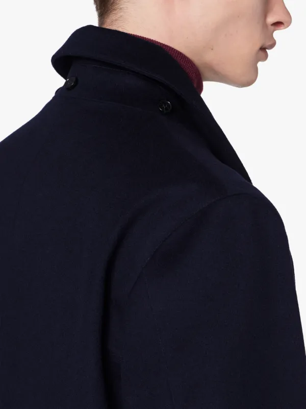 DUNOON HOOD Navy Storm System Wool Short Hooded Coat | GM-1004F