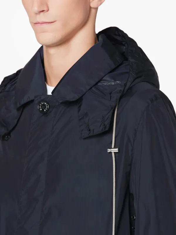 DUNOON HOOD Navy Water Repellent Nylon Short Hooded Coat | GM-1004B