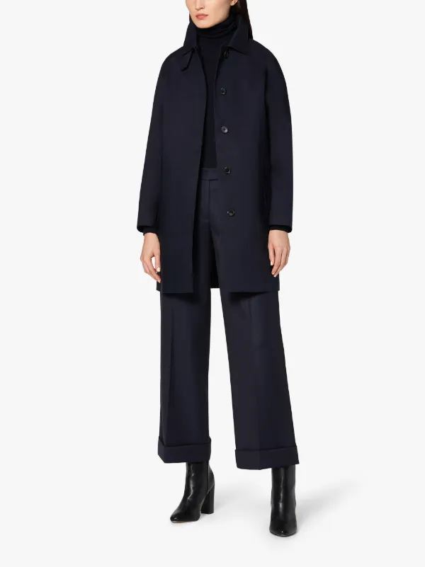 DUNOON Navy Bonded Cotton Short Coat | LR-1005D | Mackintosh