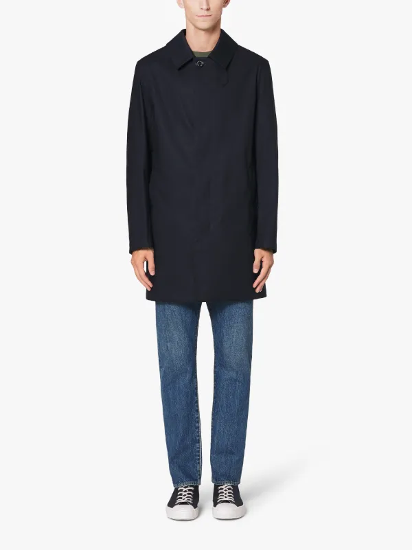DUNOON Navy RAINTEC Cotton Short Coat | GM-1002B