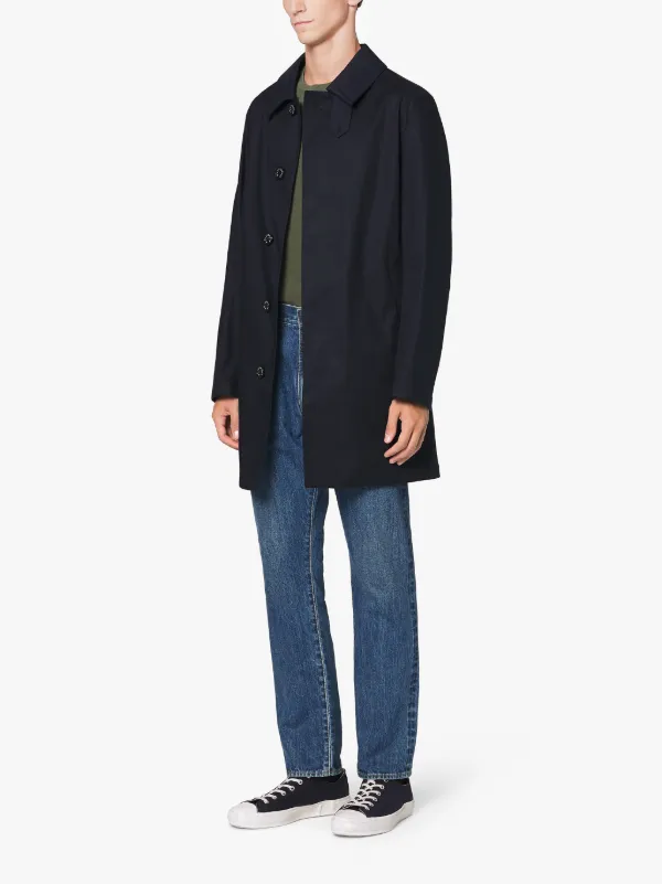 DUNOON Navy RAINTEC Cotton Short Coat | GM-1002B