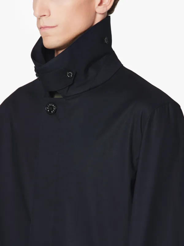 DUNOON Navy RAINTEC Cotton Short Unlined Coat | GM-1002B