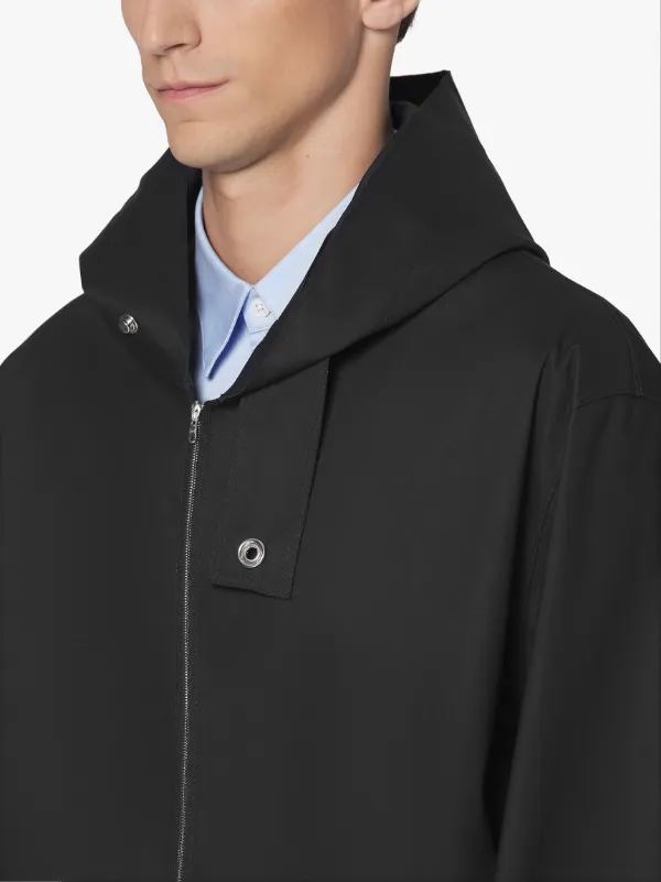 EDDLESTON Black Raw Edge Bonded Cotton Hooded Jacket | GR-1014