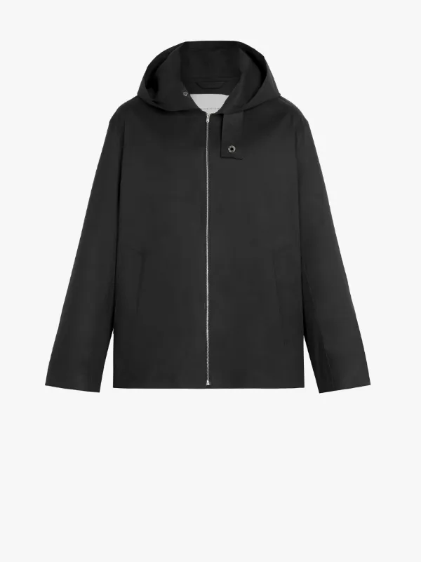 EDDLESTON Black Raw Edge Bonded Cotton Hooded Jacket | GR-1014