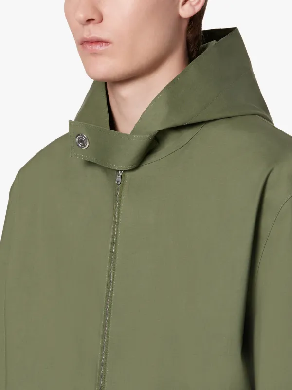 EDDLESTON Green Raw Edge Bonded Cotton Hooded Jacket | GR-1014